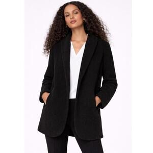 Spanx Fleece Blazer Jacket Women XS Black Pockets Lined Collared Soft New